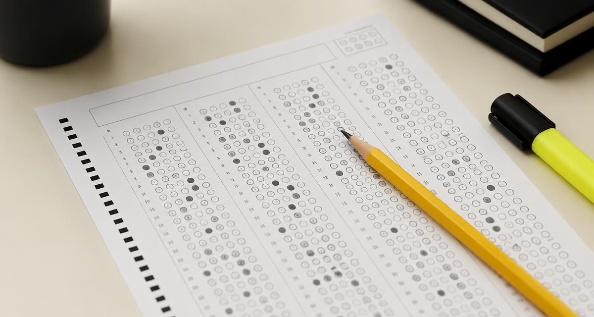 Kertas jawapan objektif dan pensel kuning untuk latihan contoh soalan UPKK